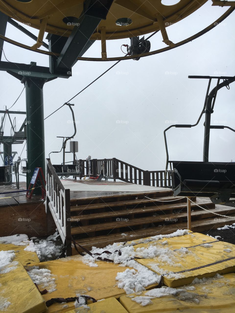 Ski lift in the snow 