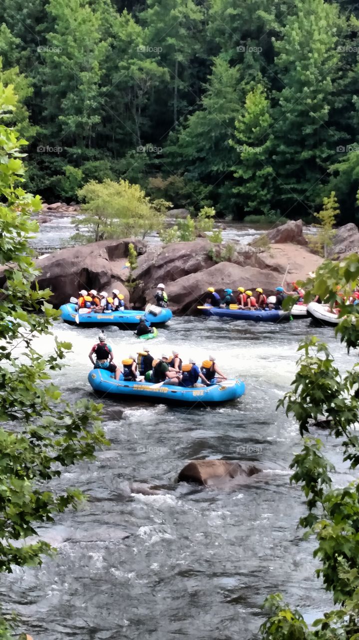 Waiting our turn on the rapids in Nantahala
