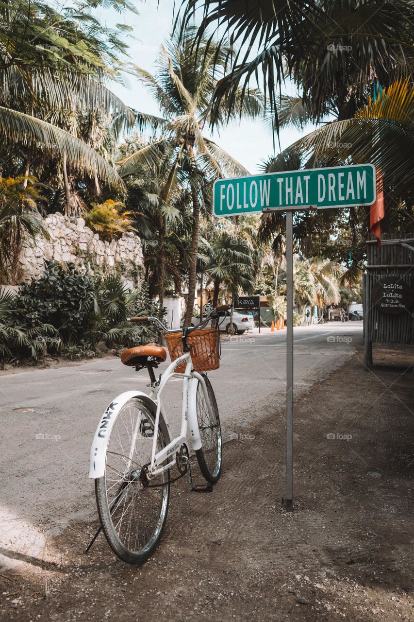 White Bicycle With Basket