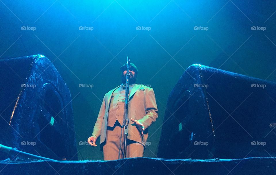 The Grammy Best Jazz Vocal Album winner 2014 and 2017 Gregory Porter on stage during show in Sao Paulo, Brazil. 