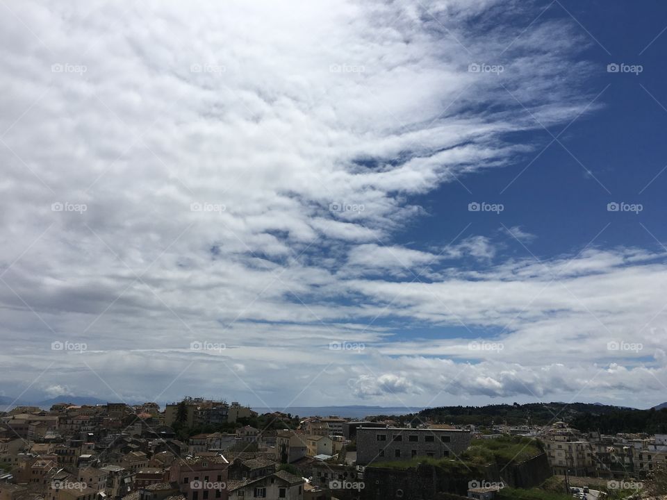 Corfu Town rooftops from the New Fortress, Greece