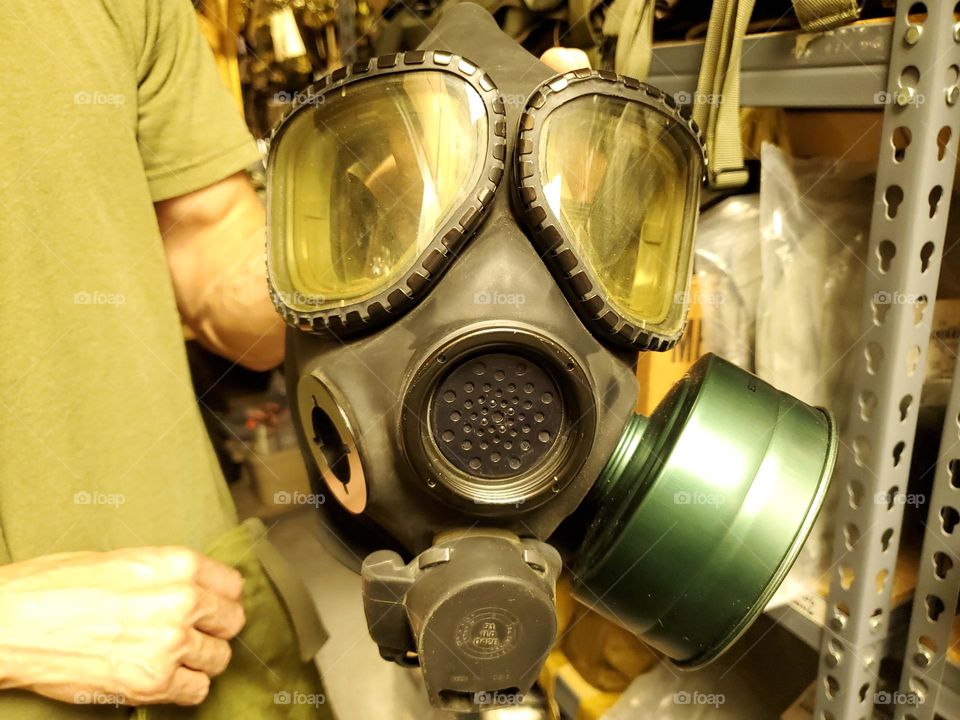 Gas mask evoke thoughts and emotions of fear of war.