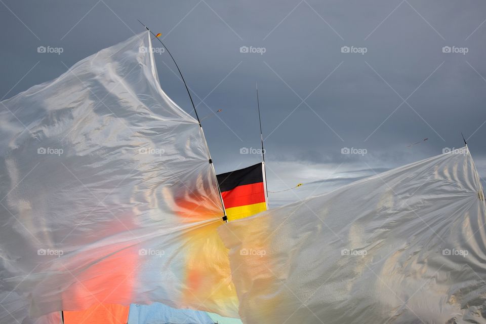 gean flag, windy day