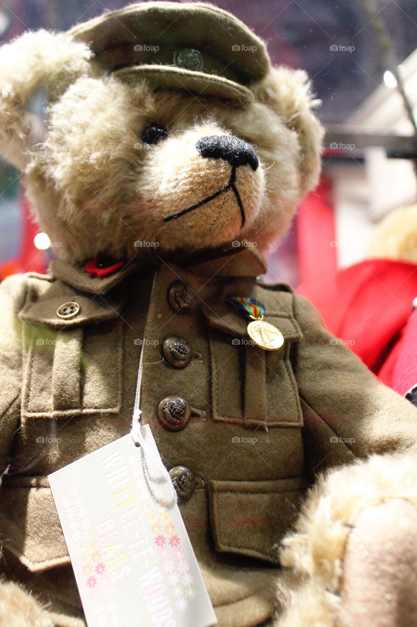 Teddy bear in army uniform