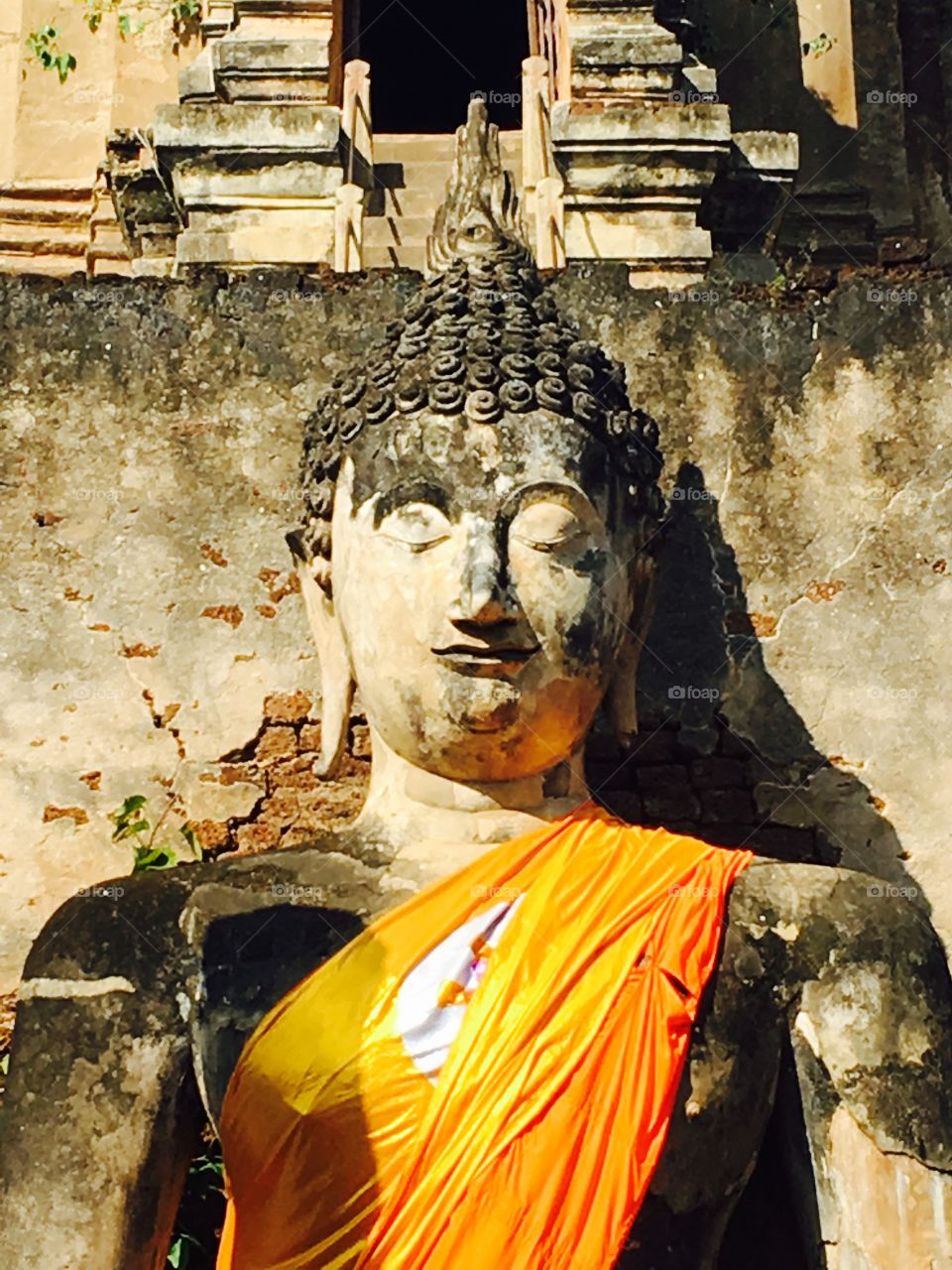 Closeup buddha statue at Wat mahathat chalieng temple srisatchanalai, Sukhothai, Thailand World heritage