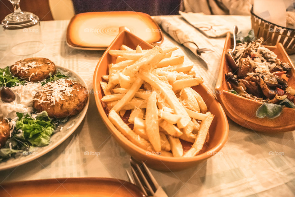 Close-up of food on table at restaurant