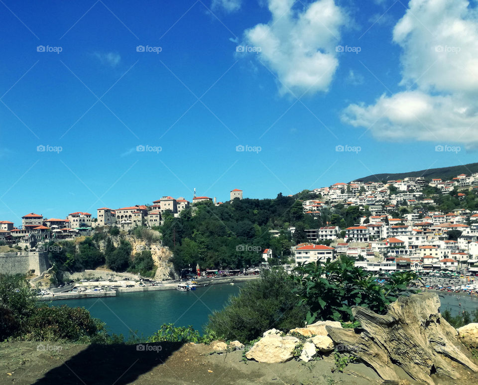 old town ulcinj, fortress, city, sea, sky, montenegro
