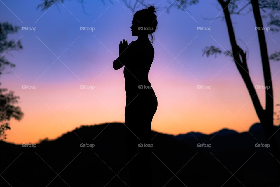 Silhouette of a Yogi by the Sunset