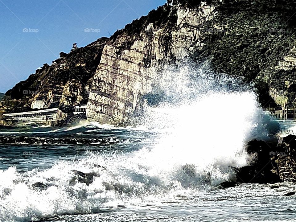 Rough Sea at Sestri Levante, Genoa, Italy