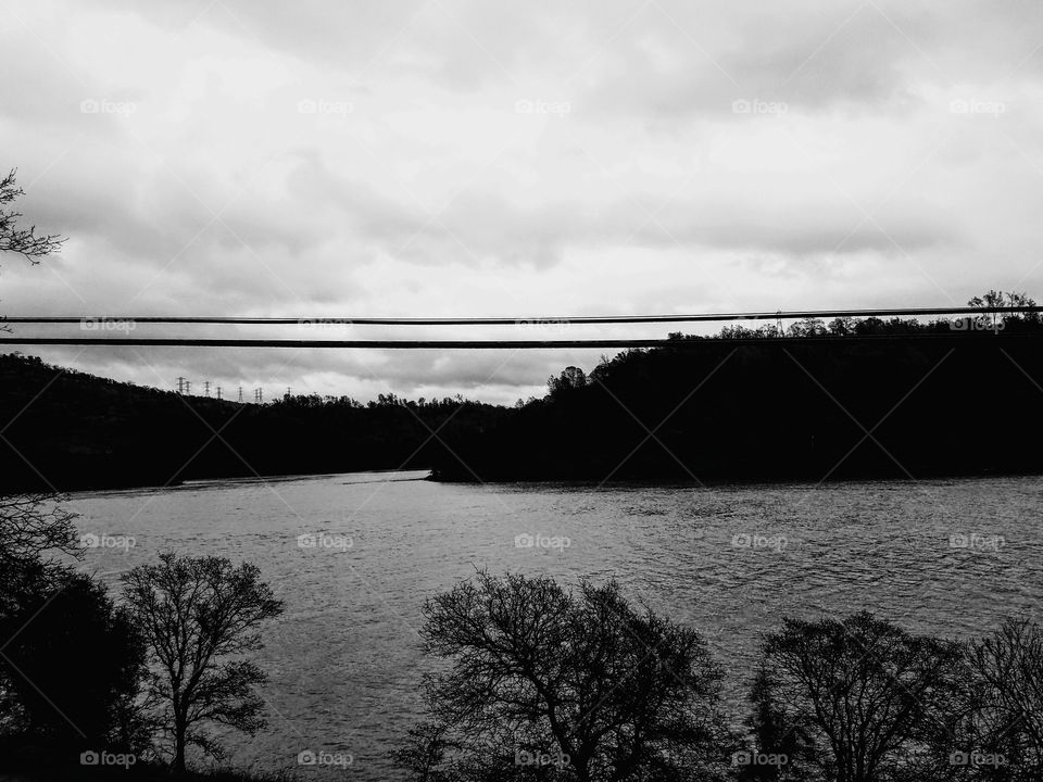 black and white lake view