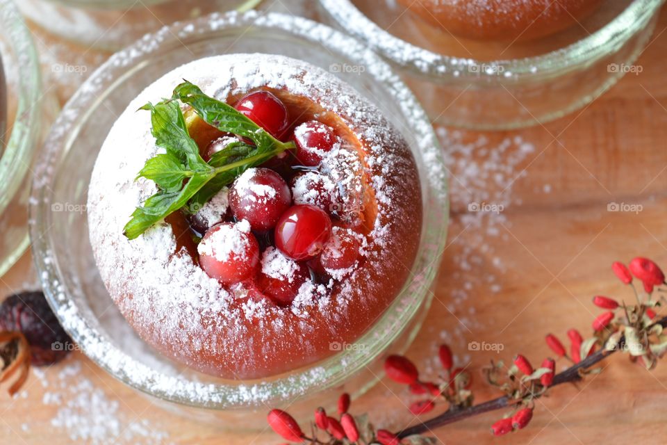 Elevated view of dessert food in bowl