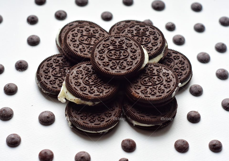 oreo cookies on the white background