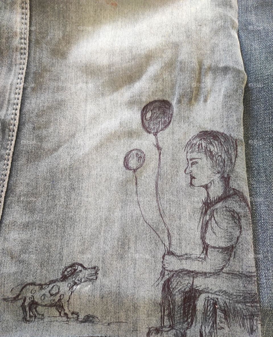 I drew this painting on jeans