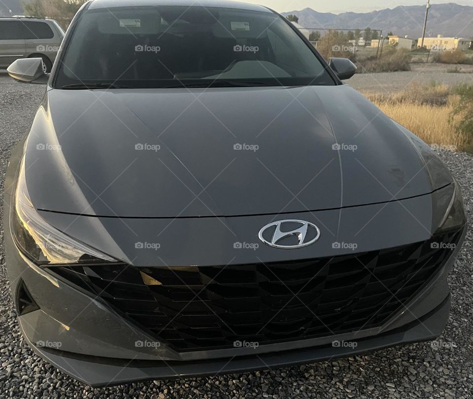 A grey Hyundai Elantra. 