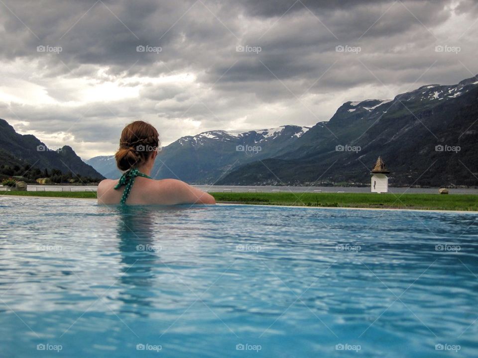 Summer swim in Norway 