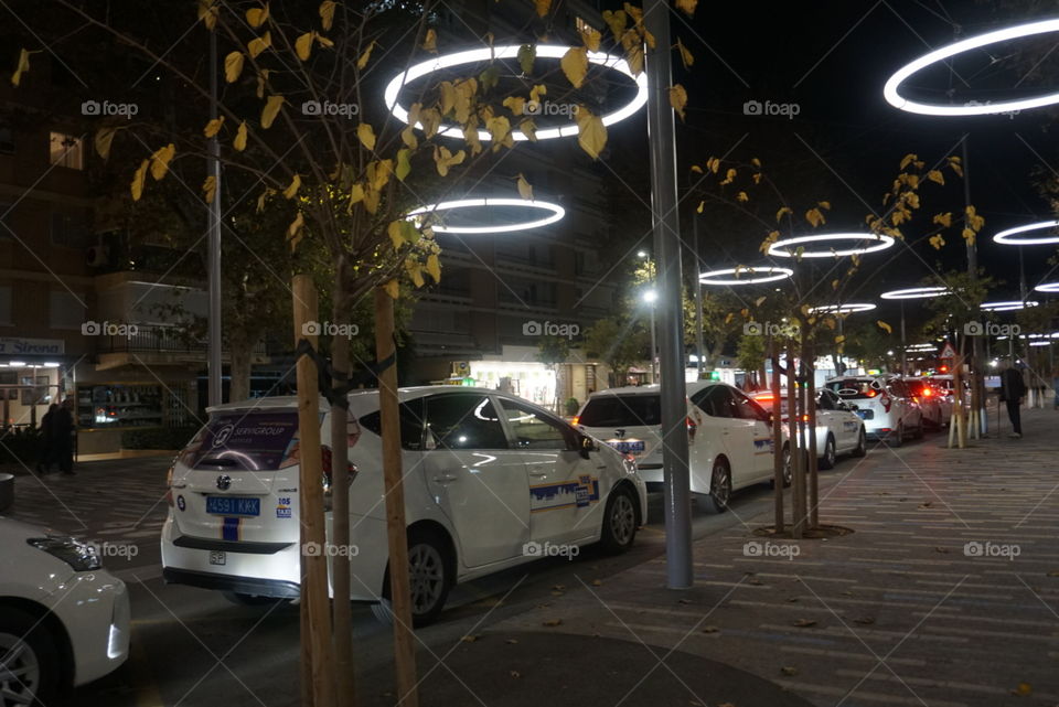 Station#taxi#cars#night#lights#road#city