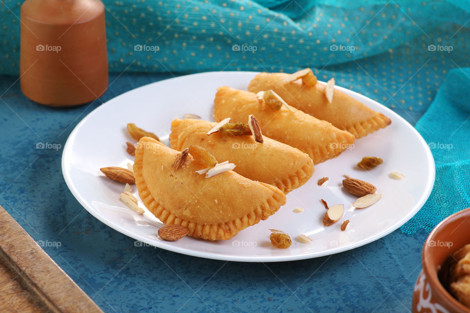 traditional Indian sweet Gujiya made during the Holi festival