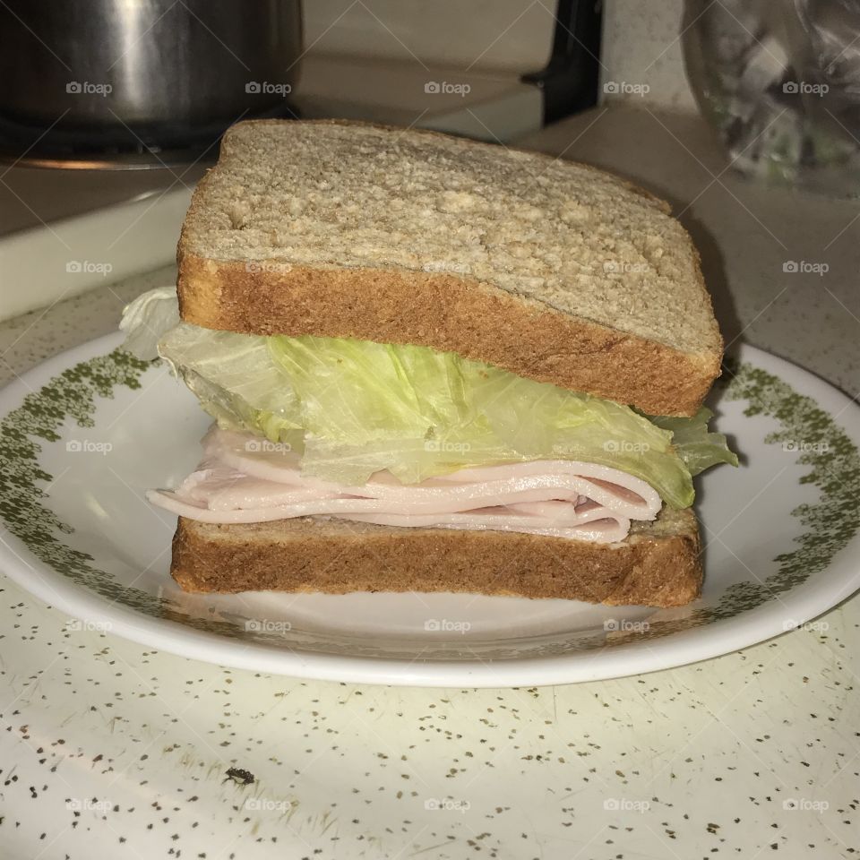A homemade sandwich that is a simple yet pleasing work of art. Not to mention it is tasty.