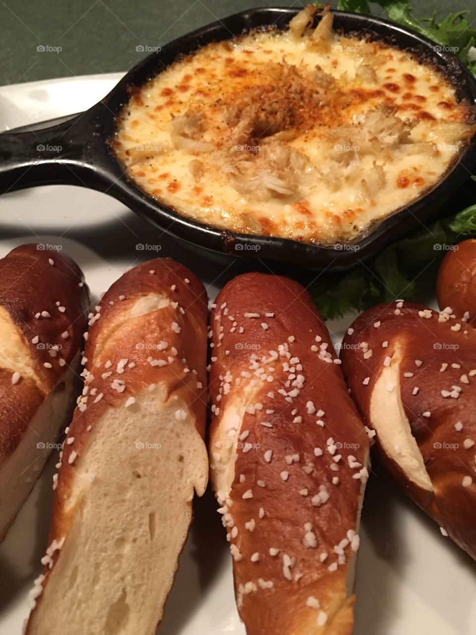 Beer Cheese Dip With Pretzel Bread From The Greene Turtle Restaurant.