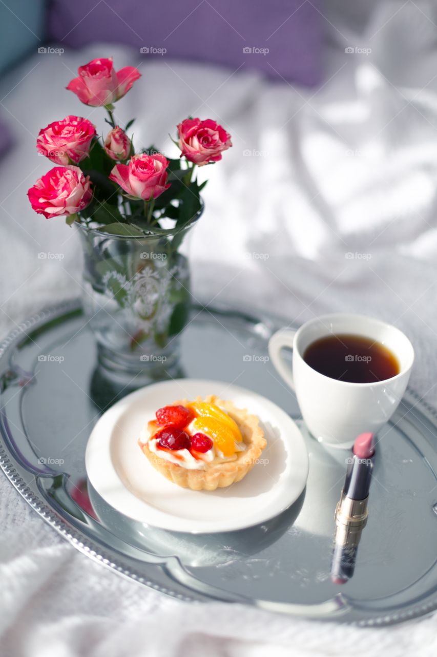 Morning breakfast in bed