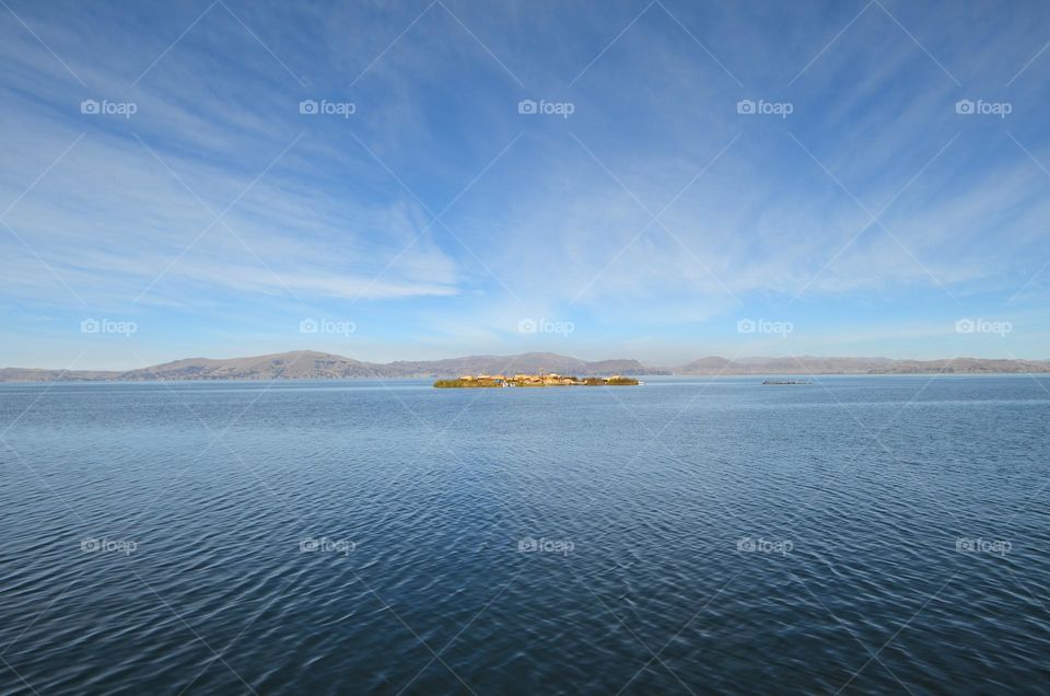 Floating Uros islands on Lake Titicaca, Peru