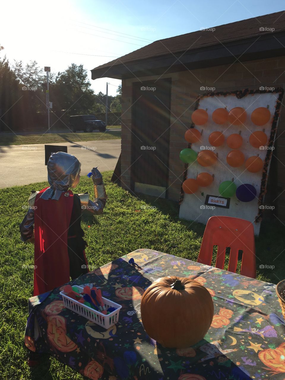 The Knight who conquered the balloons at the Church  Halloween party. 