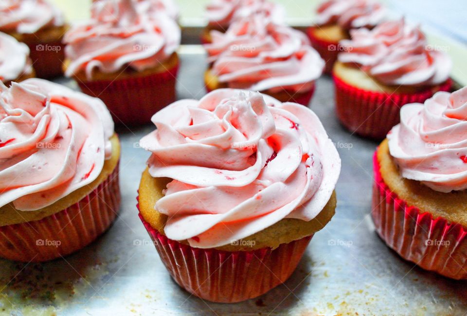 Close-up of strawberry cupcakes