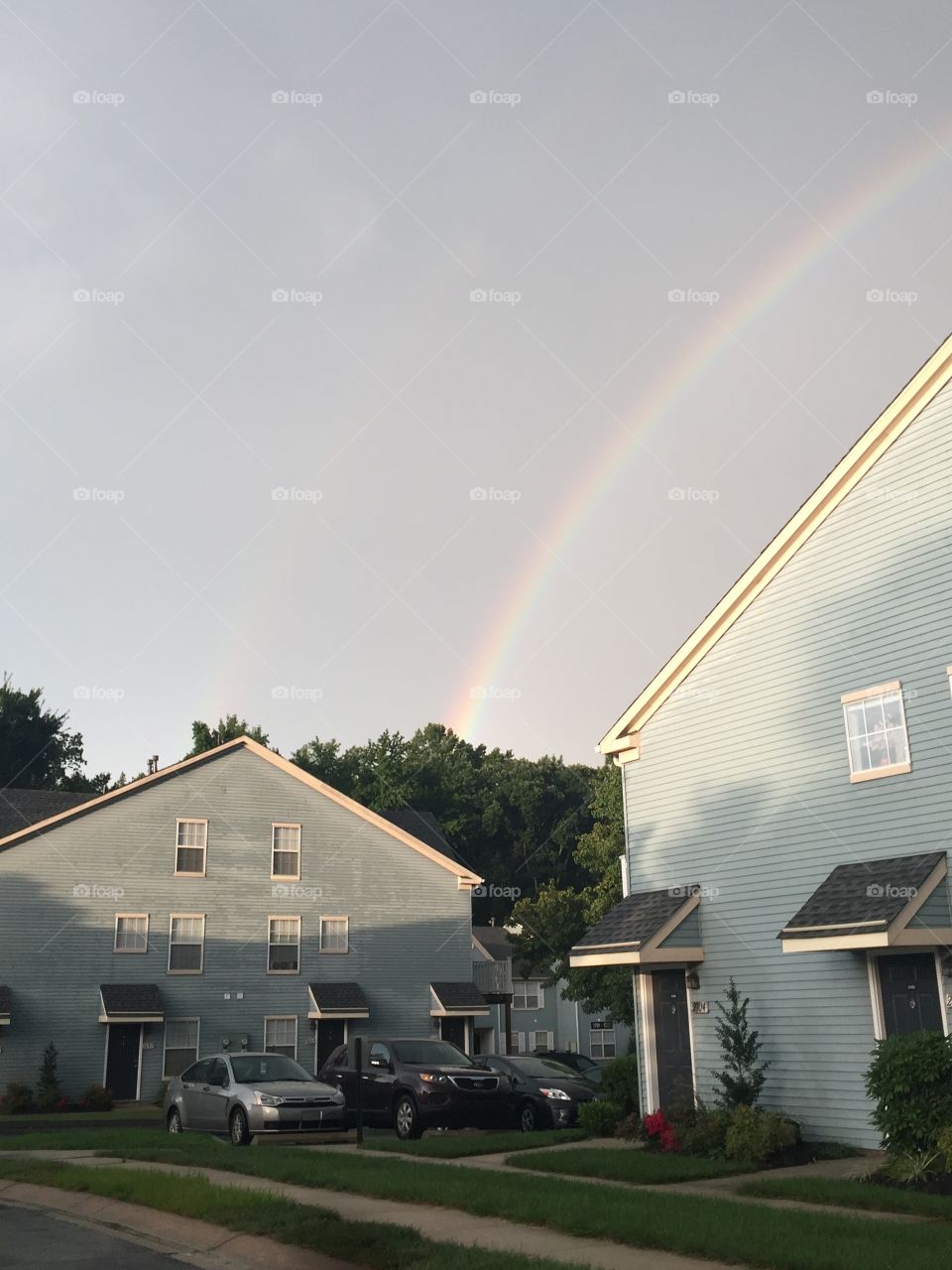 Rainbow over a house