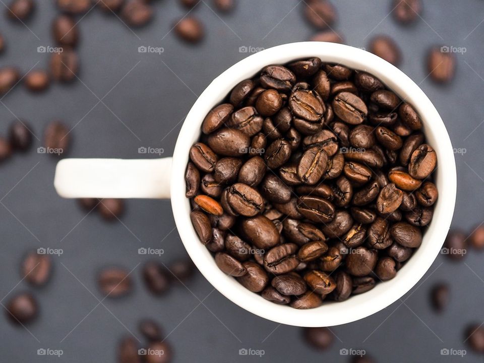 Directly above shot of roasted coffee beans