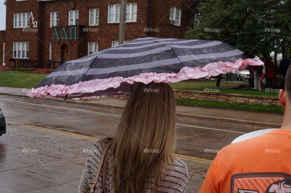 Girly umbrella. Pink lace