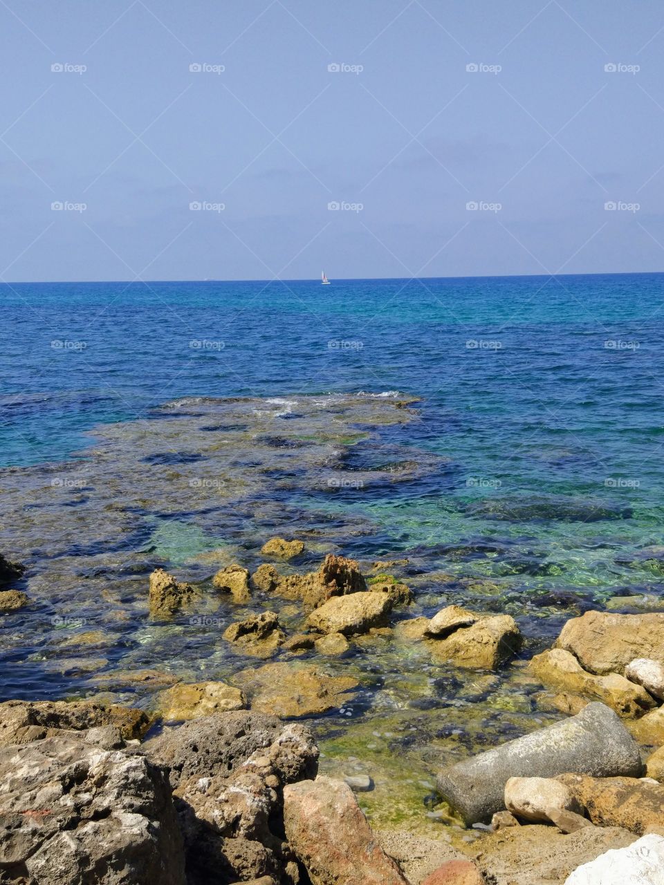 Blue Sea, coast, stones