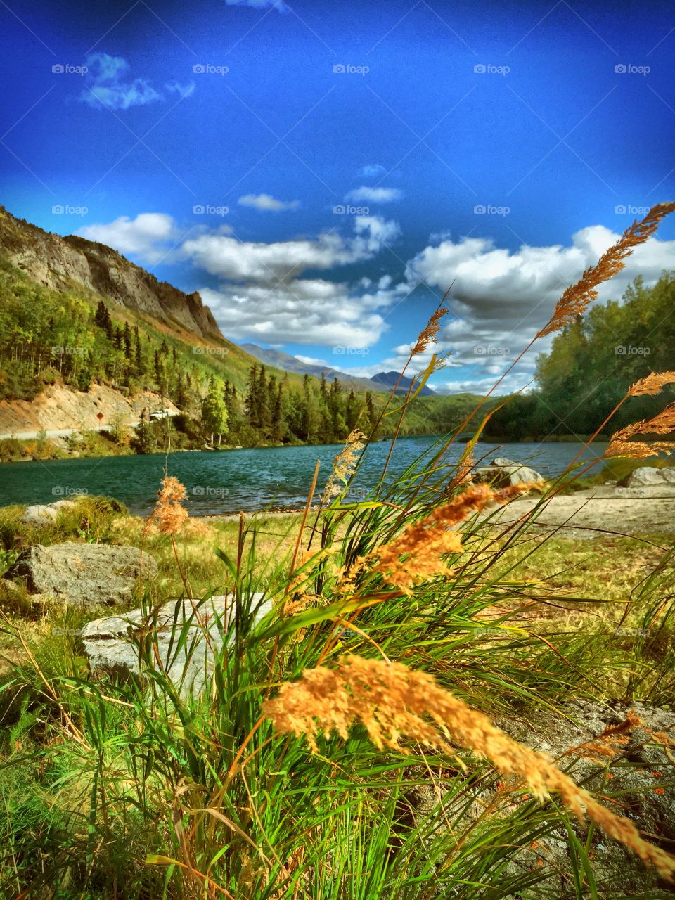 Scenic lake on Glenn highway Alaska 