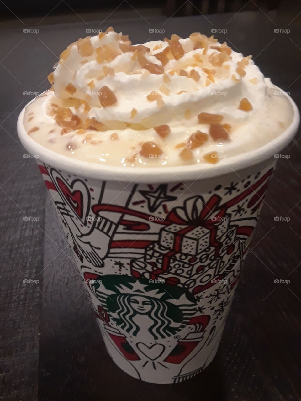 Creme Brulee Coffee in Christmas Cup