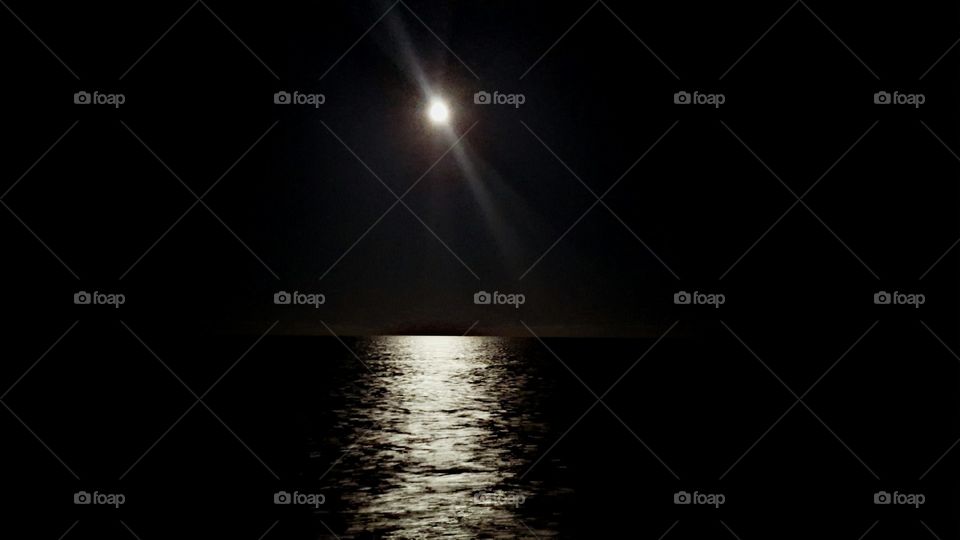 Moon over Atlantic Ocean