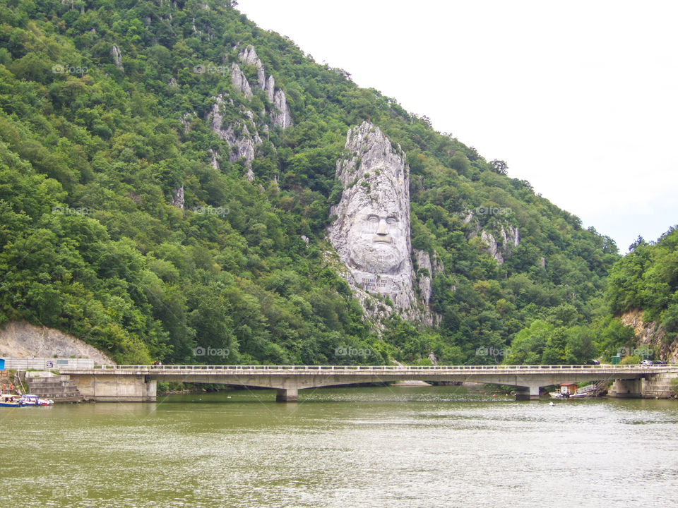 Rock sculpture of Decebalus, king of the Dacians. 