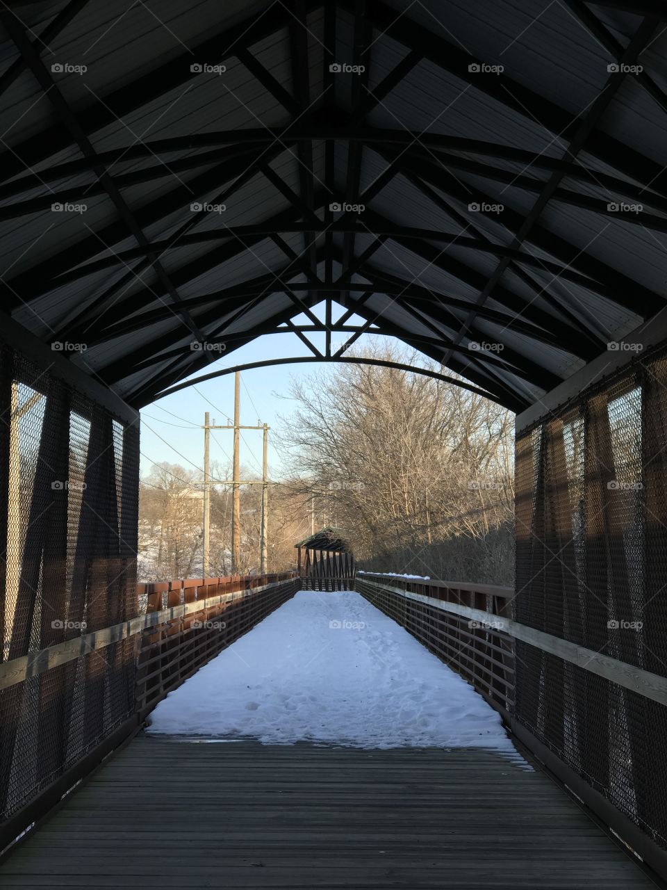 Winter bridge crossing