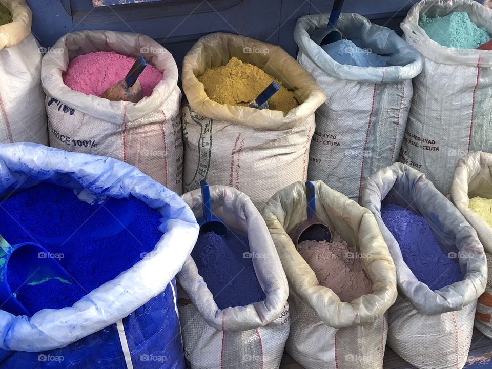 Vibrant Pigments in Chefchaouen, Morocco