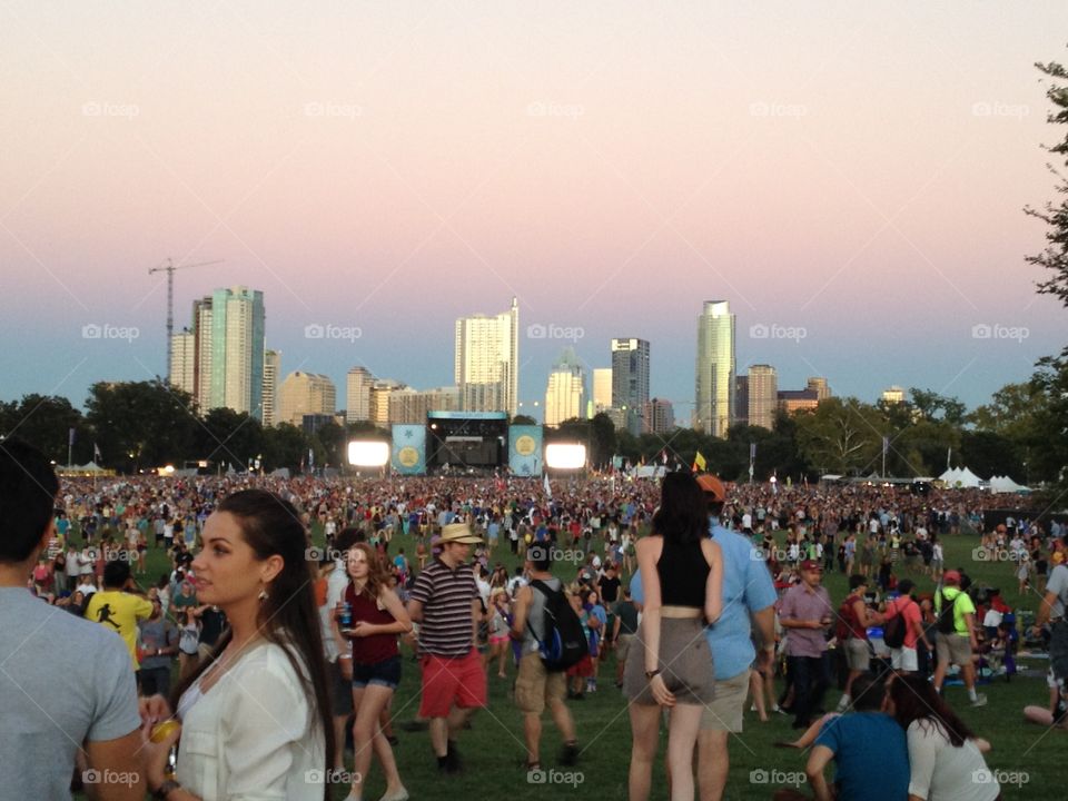Austin Skyline. Downtown Austin skyline at Austin City Limits Music Festival 2014 at Zilker Park
