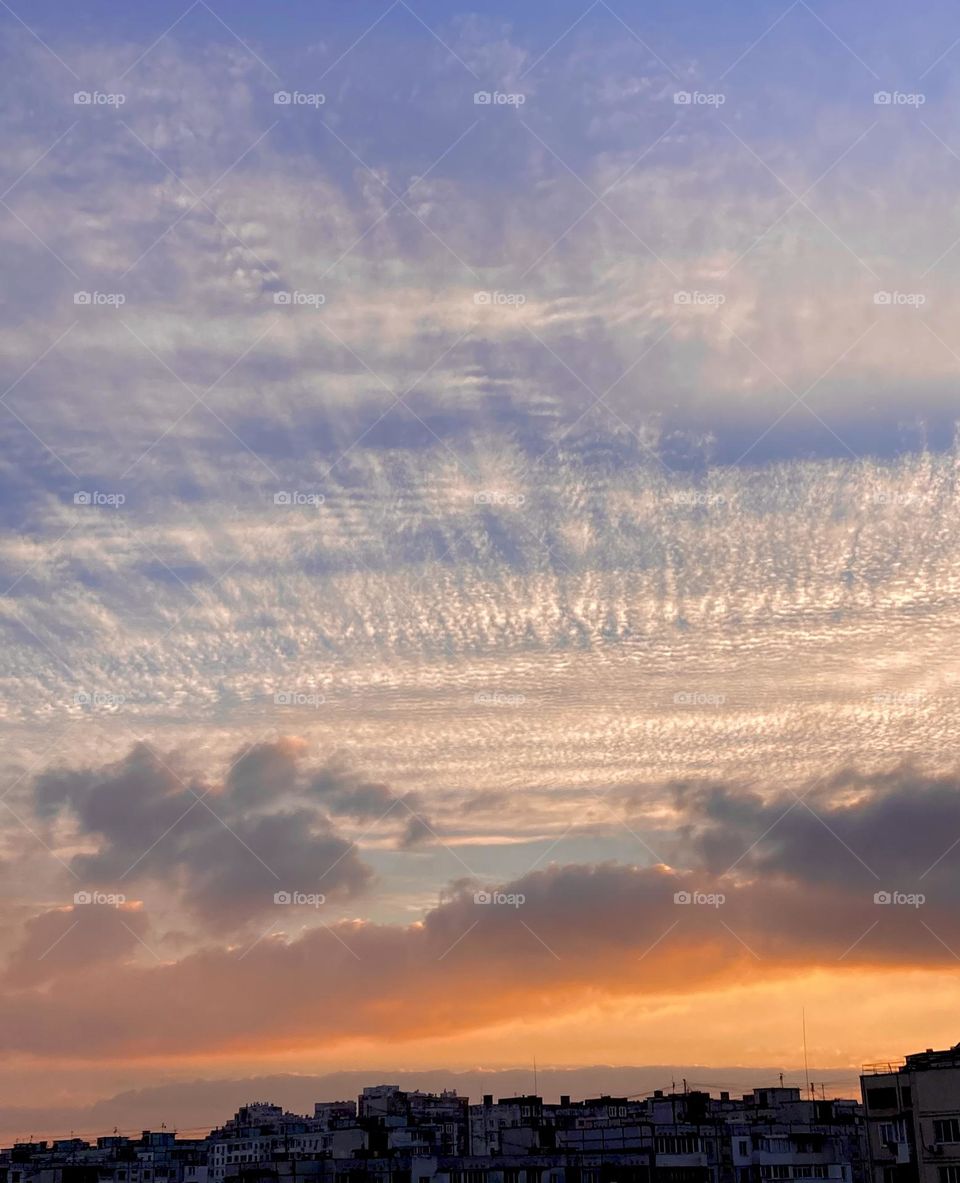 gentle clouds at sunset