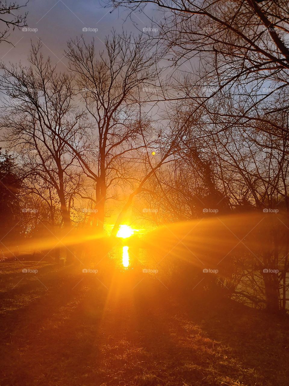 sunset over river