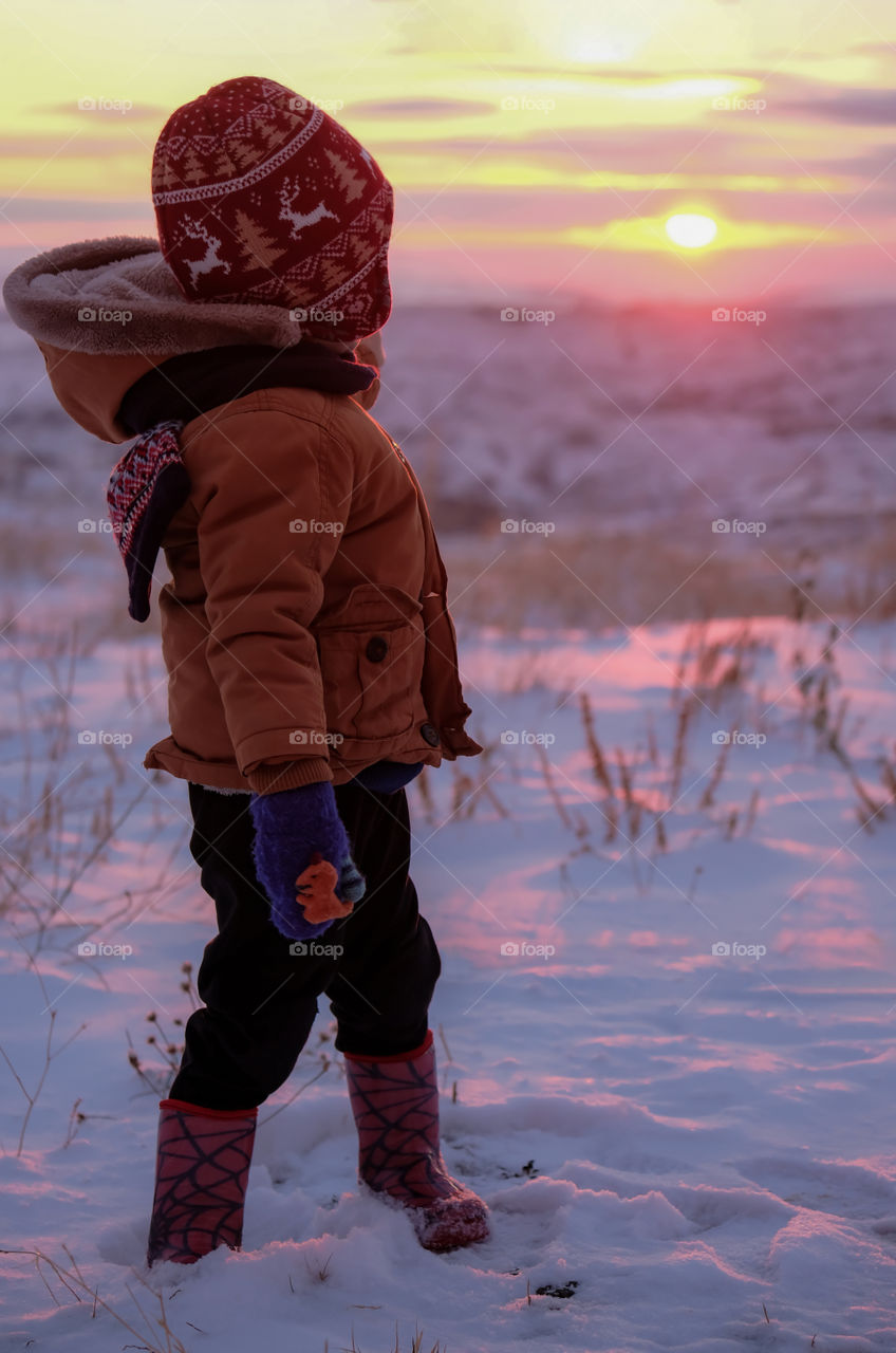 Snow and sunset