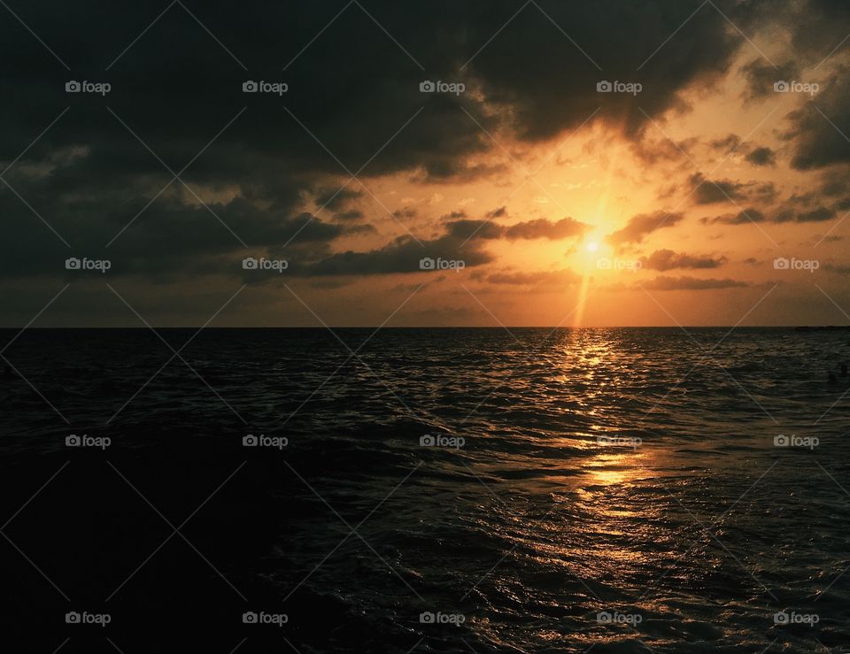 Sunset in sea