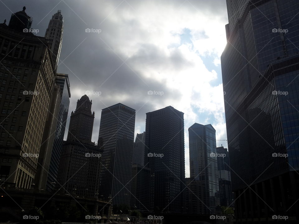 Chicago skyline cloudy