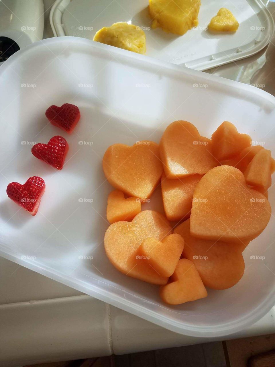 heart shape strawberries and melon