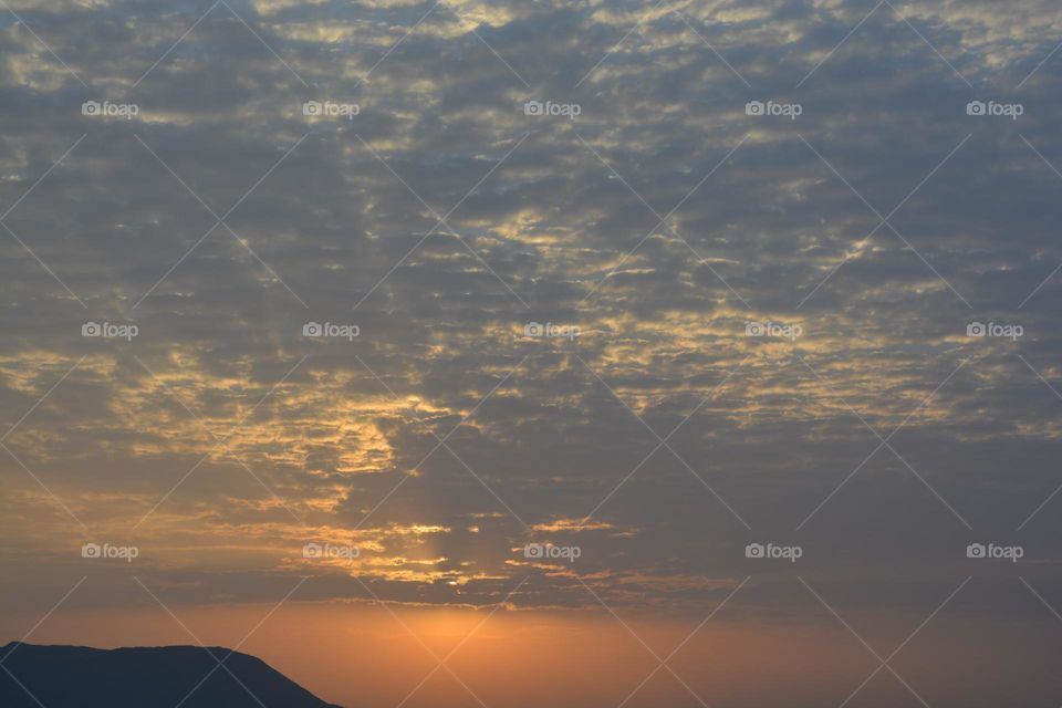 beautiful Sunset landscape with clouds