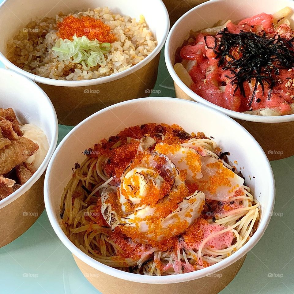 Japanese food delivery - angels lover with mentaiko garlic fried rice