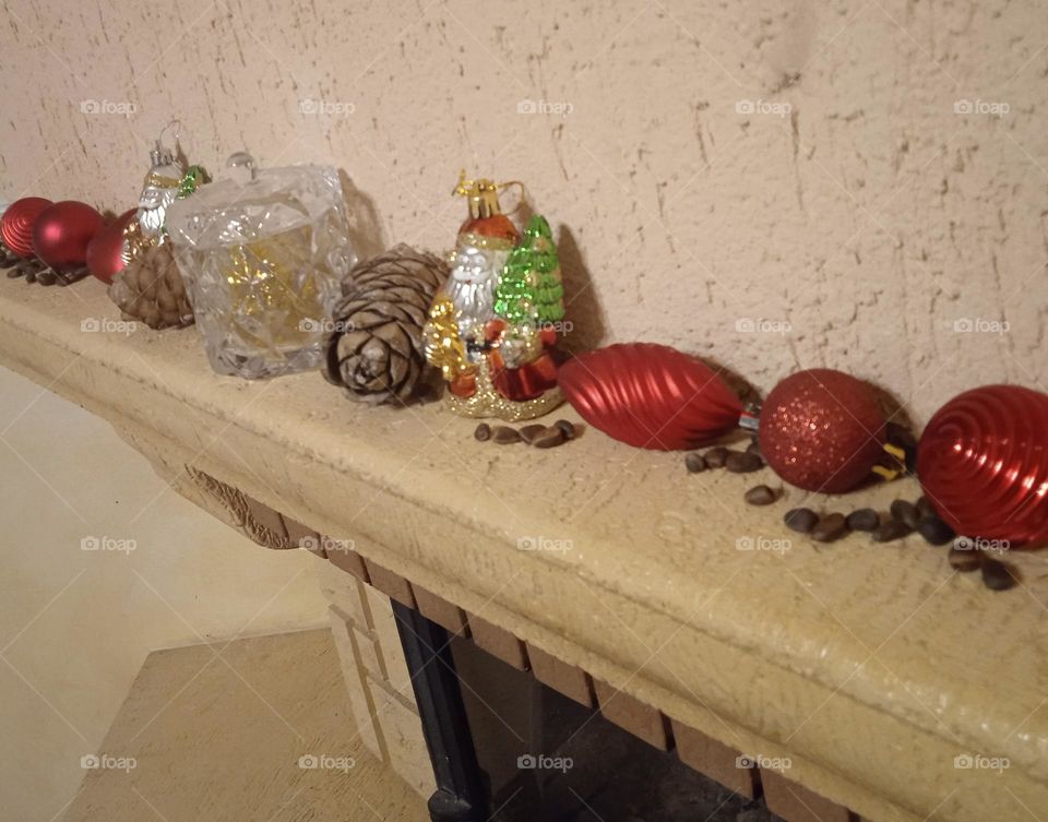 Mantelpiece decorated for the New Year Holidays