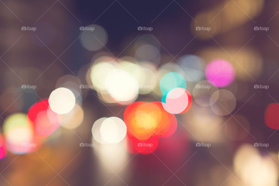 Out of focus view of Kungsgatan in Stockholm. A late night in March