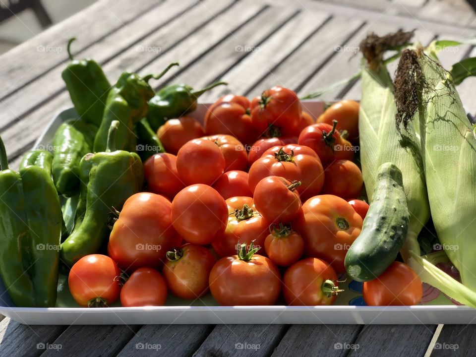 Fresh vegetables out of the summer home garden!