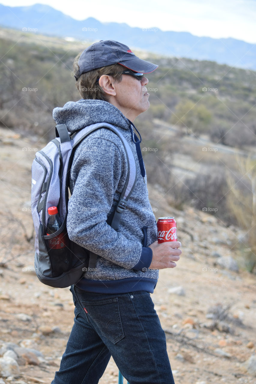 Hiking with coke 